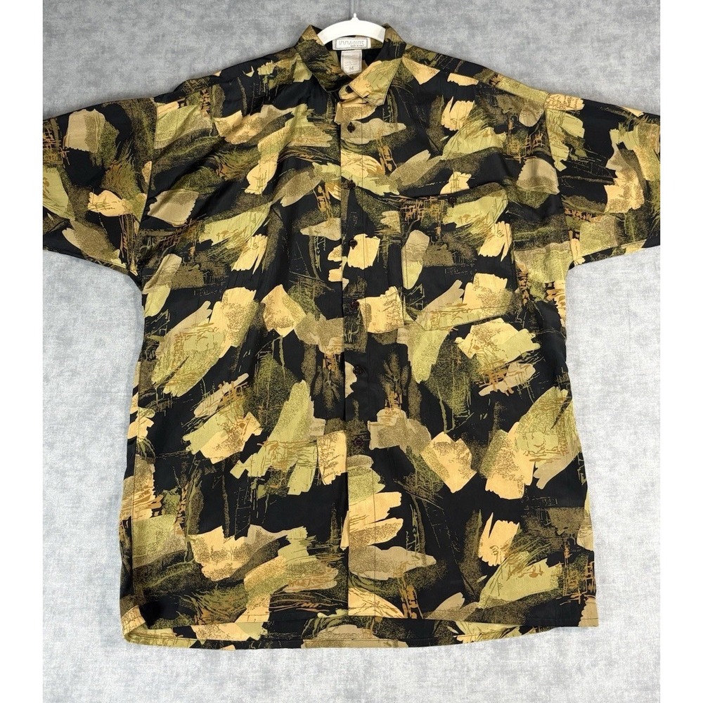 Imagine Italy Rayon Shirt Mens M Abstract Print Short Sleeve Button Up